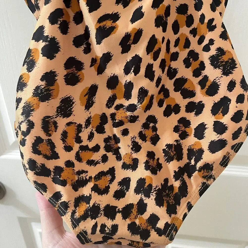 Art Class Black Leopard Print One Piece Swimsuit Girls Size Medium 7-8